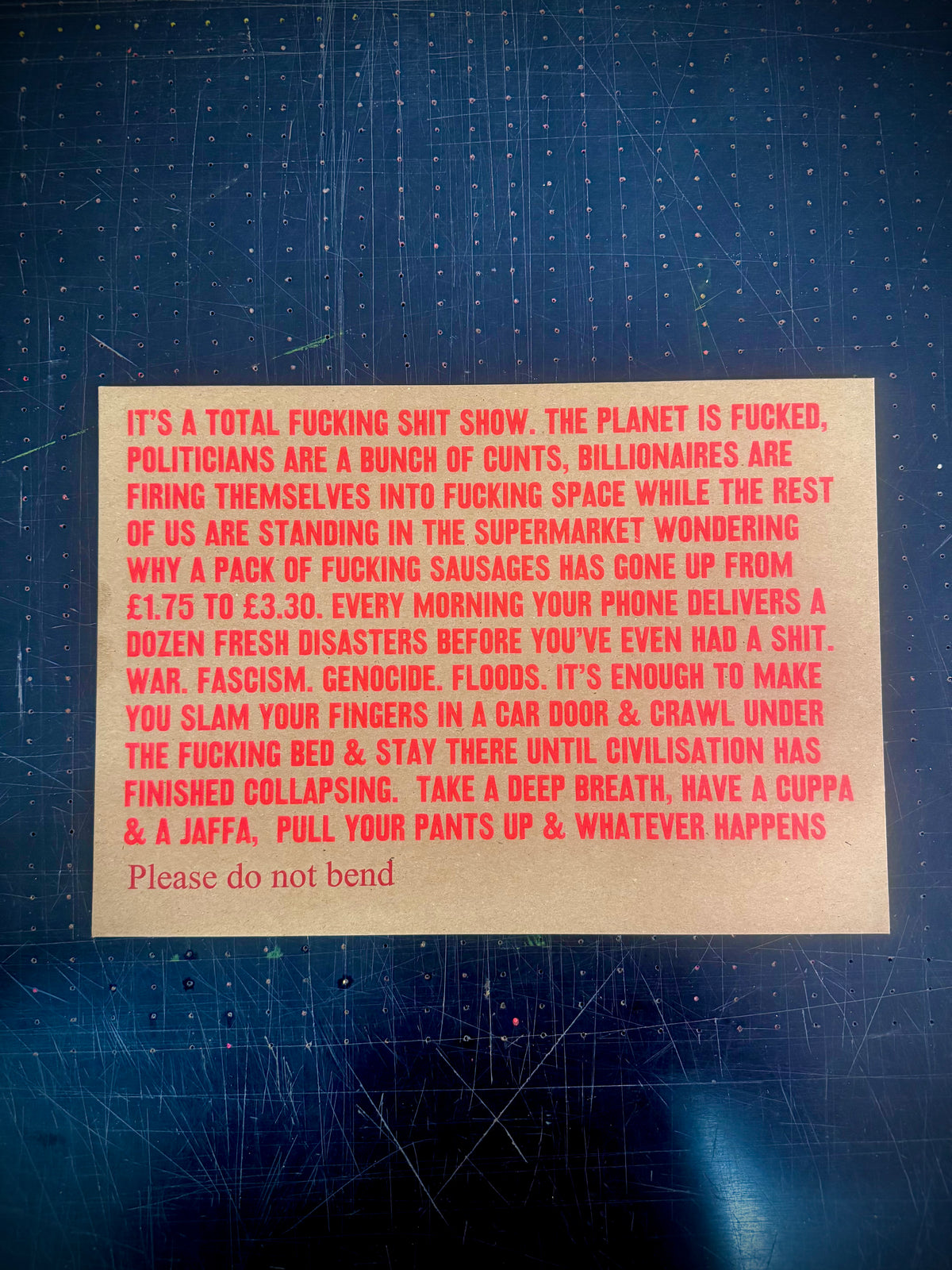 PLEASE DO NOT BEND