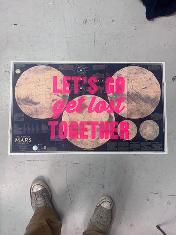 LET'S GO GET LOST TOGETHER - GOLD WORLD 103 x 65cms