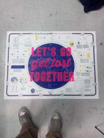 LET'S GO GET LOST TOGETHER - GOLD WORLD 103 x 65cms