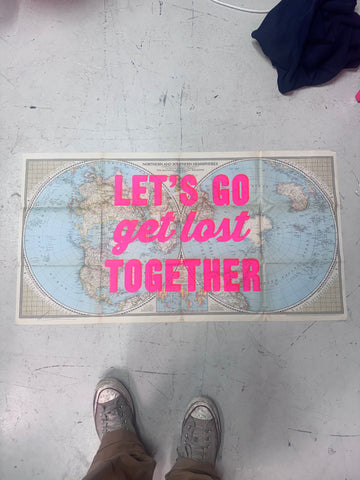 LET'S GO GET LOST TOGETHER - GOLD WORLD 103 x 65cms